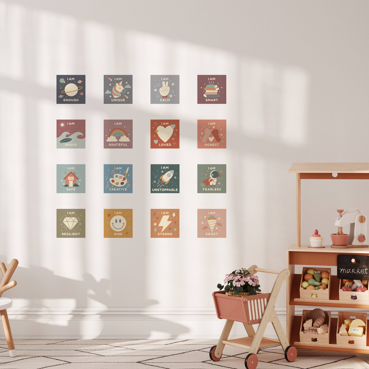 Affirmation Squares - Peel & Stick Fabric Wall Stickers -